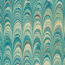Hand Marbled Paper Combed Pattern in Greens ~ Berretti Marbled Arts